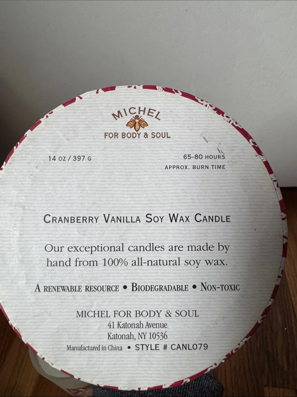 Michel For Body & Soul Cranberry Vanilla Soy Wax Candle